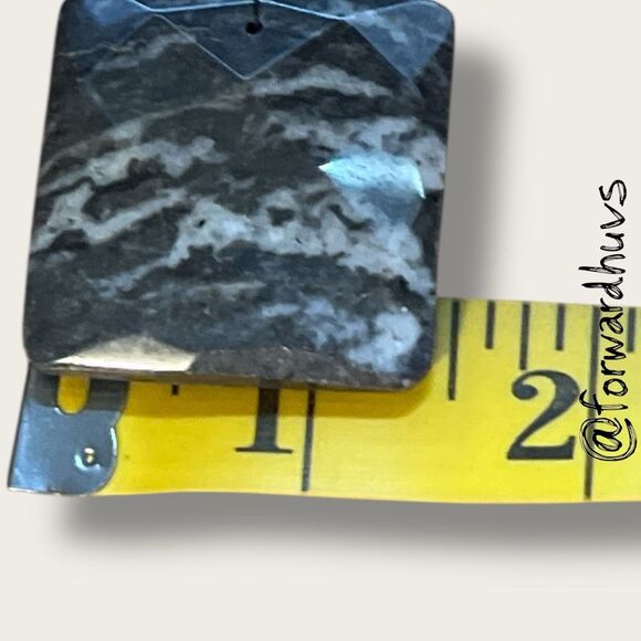 Bundle Sale 3 for $15 | Stone Pendant Necklace – 1.5” Marbled Square - Picture 7 of 8
